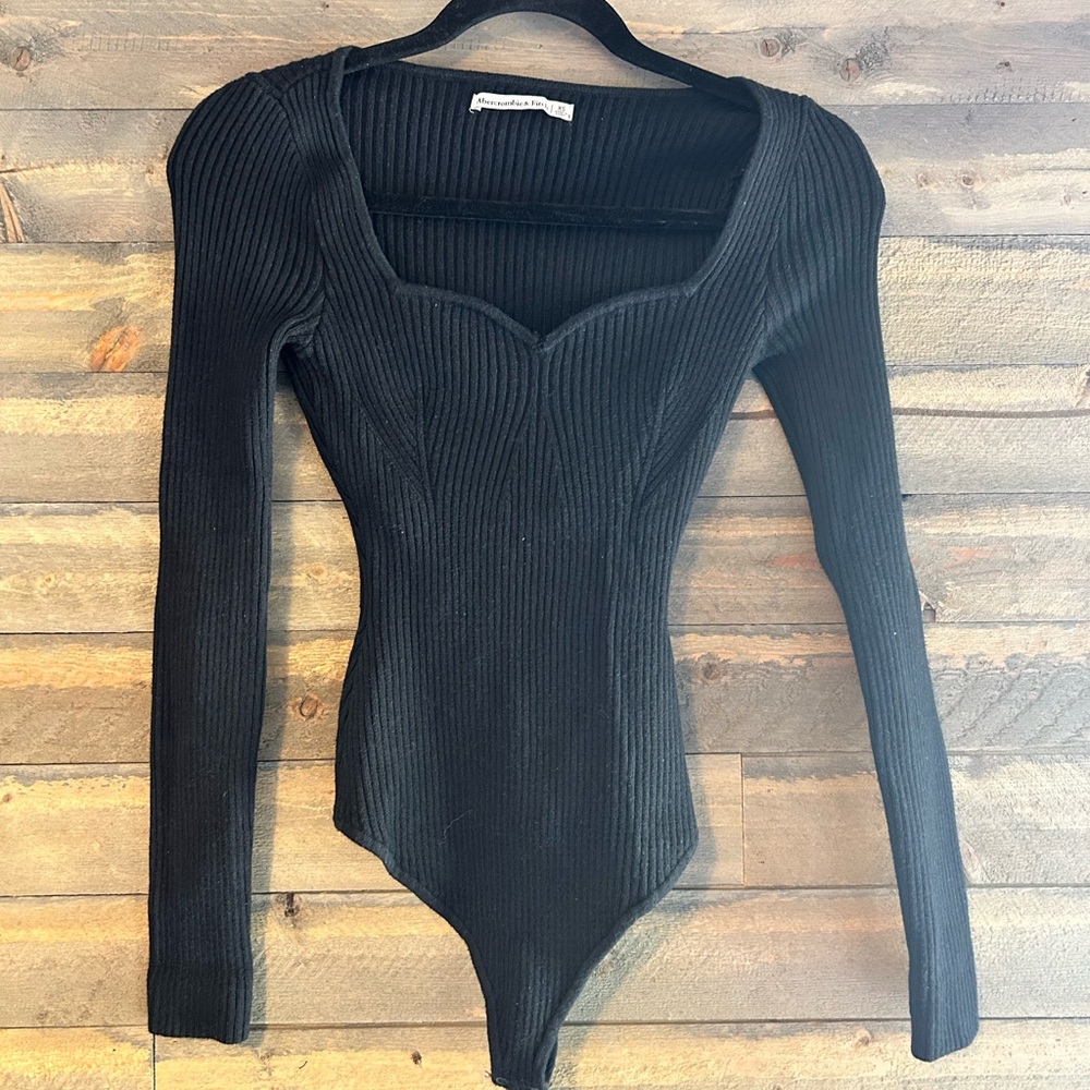 Abercrombie & Fitch Black Ribbed Bodysuit